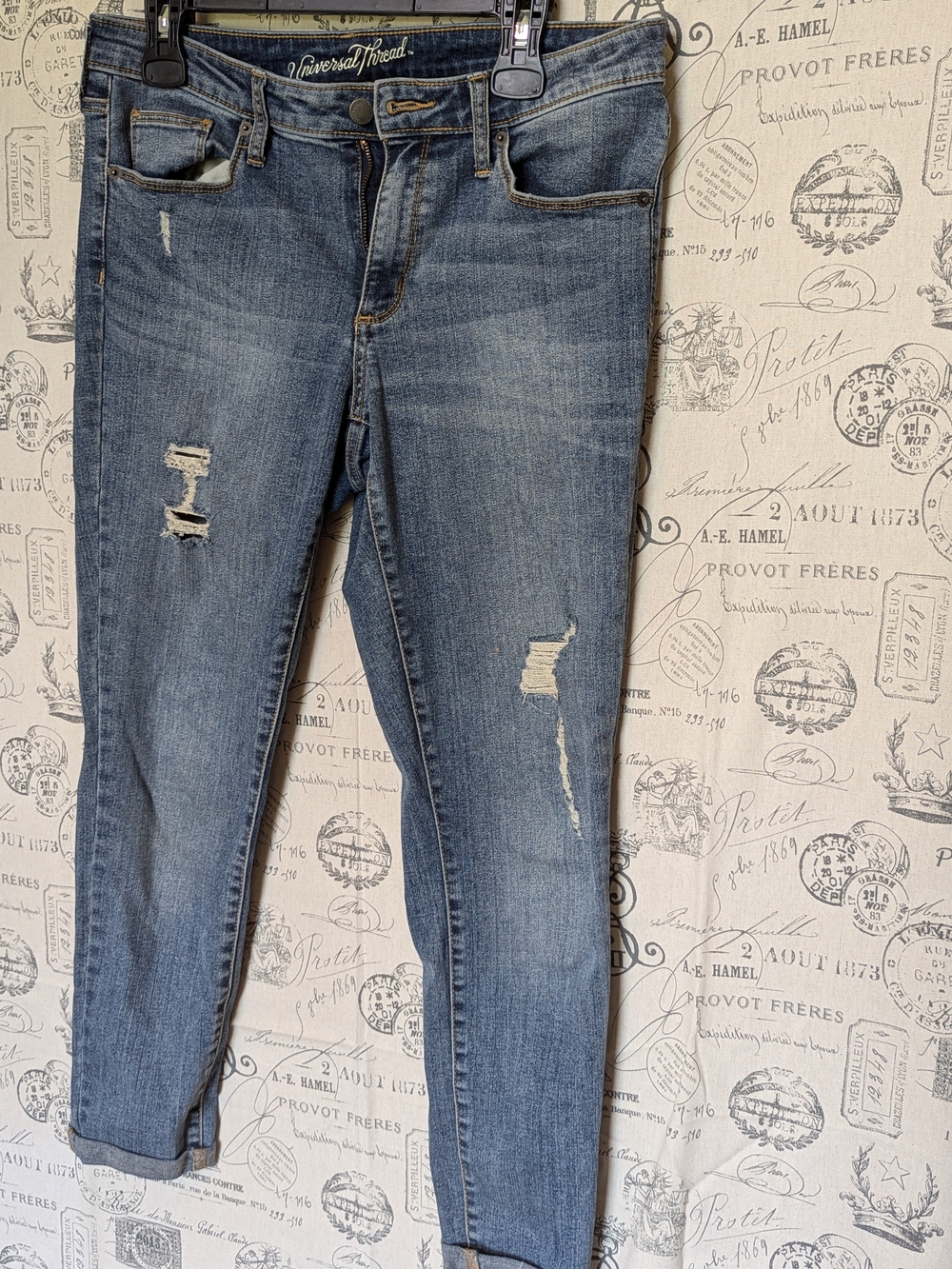 Universal Thread Women's Distressed Stretch Skinny Jeans - Blue Size 10